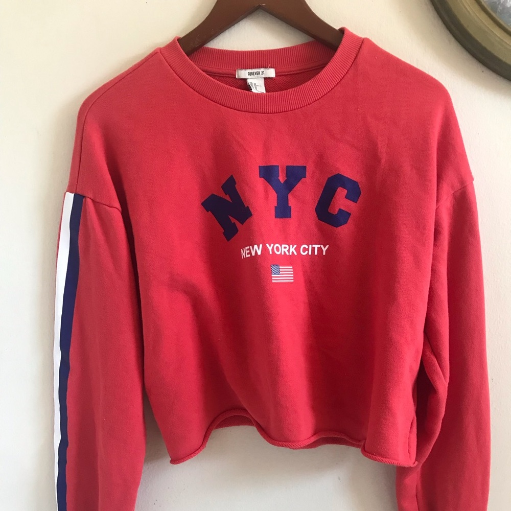 😈NY cropped Red Crewneck